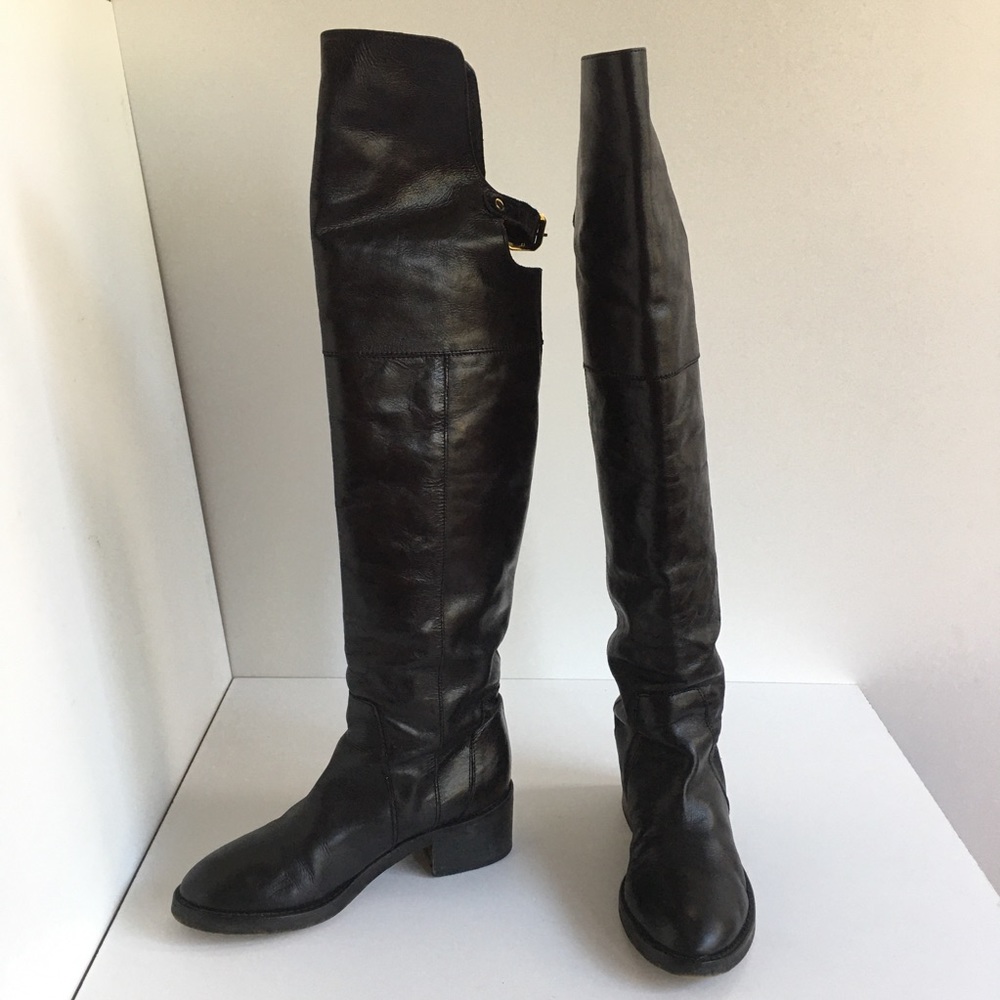 Hibou Women EU 36 Black Leather High Boots